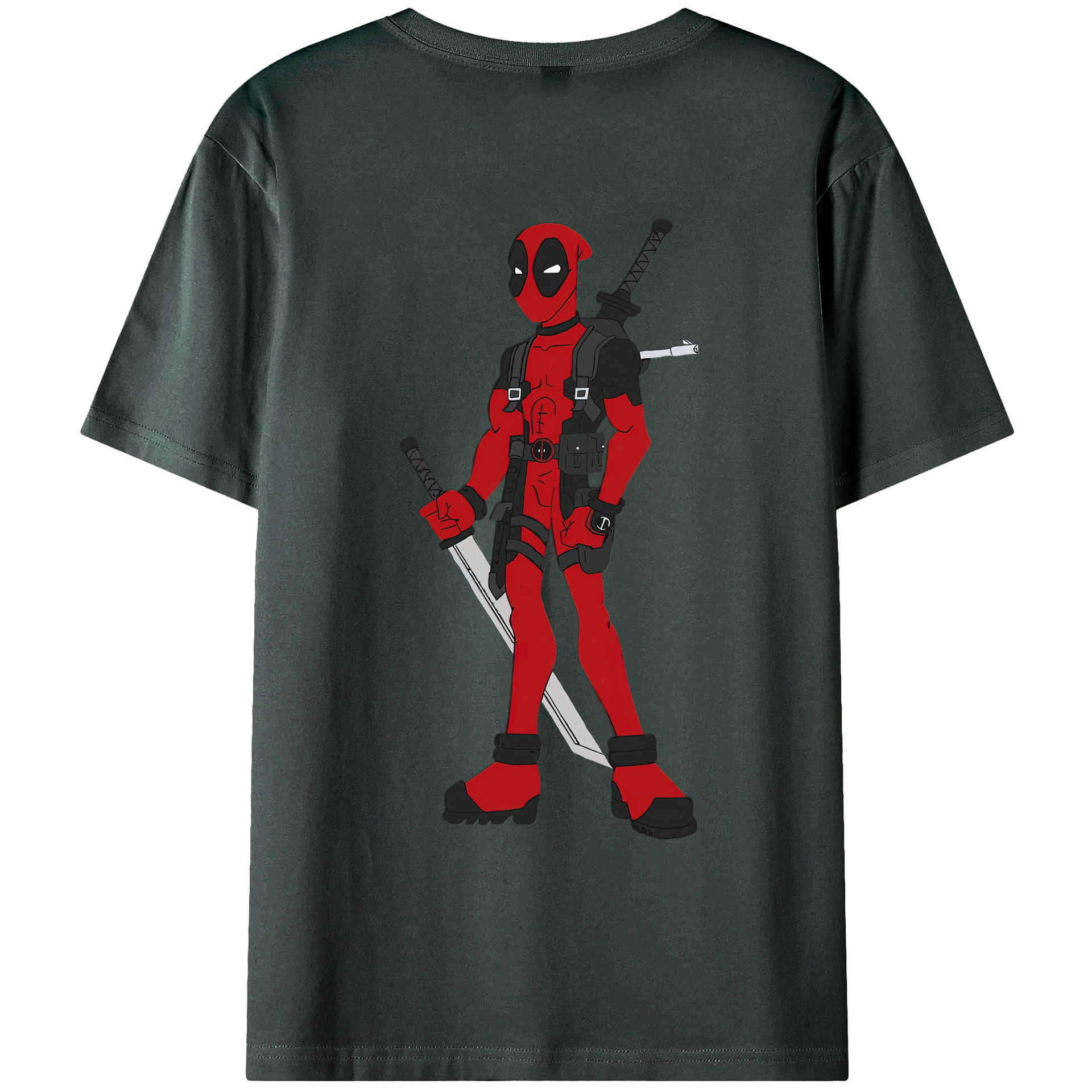 （画像用） Deadpool デッドプール 綿100％ メンズ半袖Tシャツ（バックプリント） 通気性